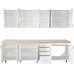 Bucatarie Zebra 260 cm din MDF Alb Lucios cu blat termoizolant imitatie crem